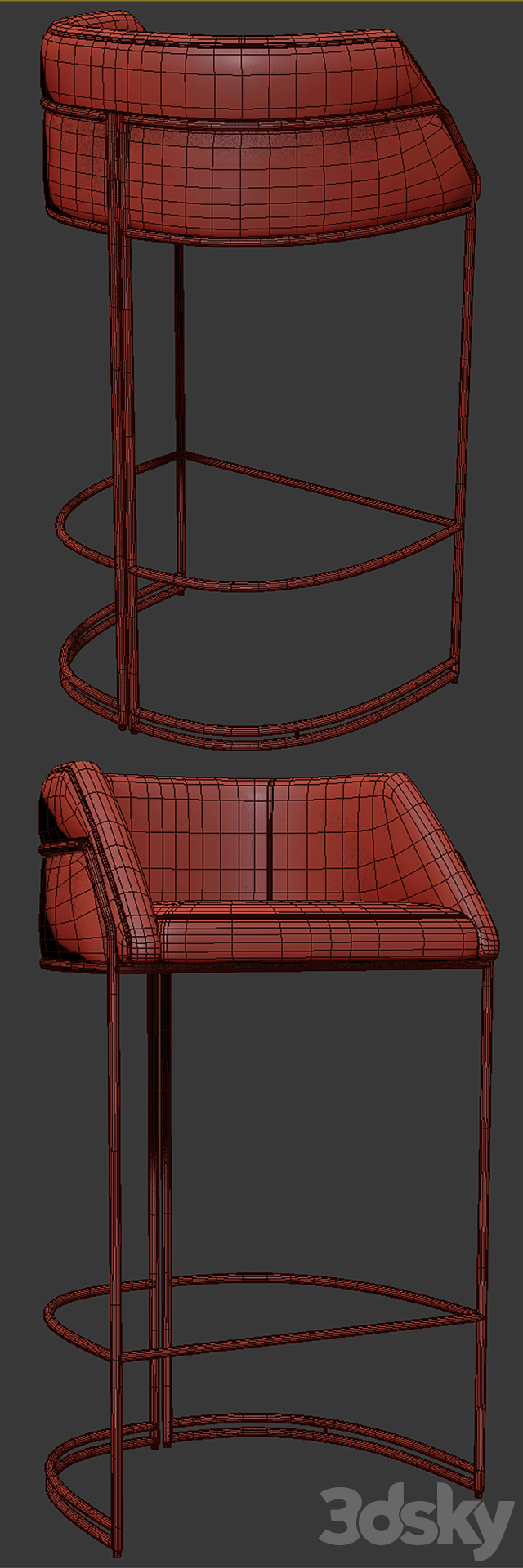 Deja vu bar stool 3ds Max - thumbnail 3