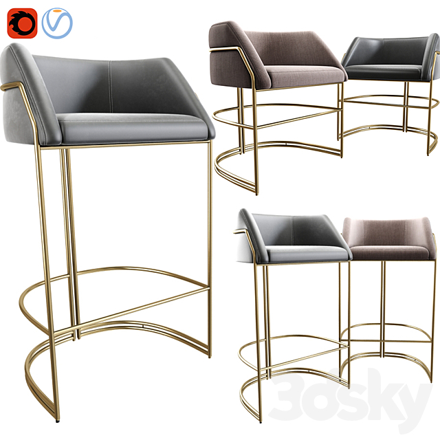 Deja vu Bar Stool And Dining Chair 3DSMax File - thumbnail 1