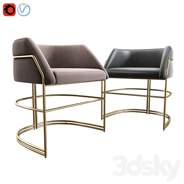 Deja vu Bar Stool And Dining Chair 3DSMax File - thumbnail 2