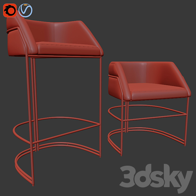 Deja vu Bar Stool And Dining Chair 3DSMax File - thumbnail 3