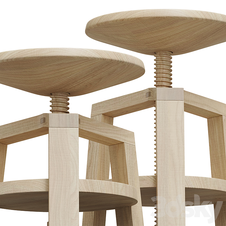 delavelle design stool 3DS Max Model - thumbnail 2