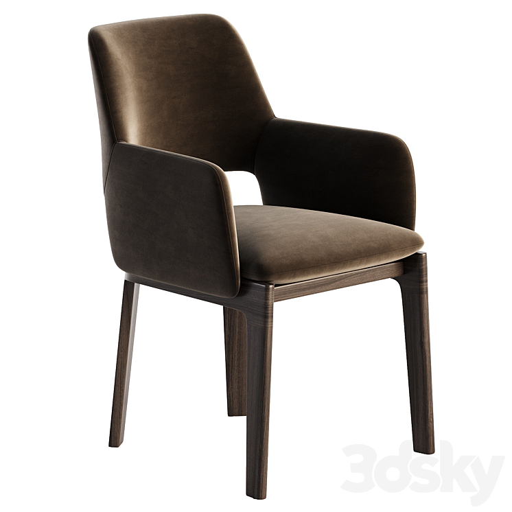 DEVON Chair with armrests By Molteni & C. 3DS Max Model - thumbnail 2