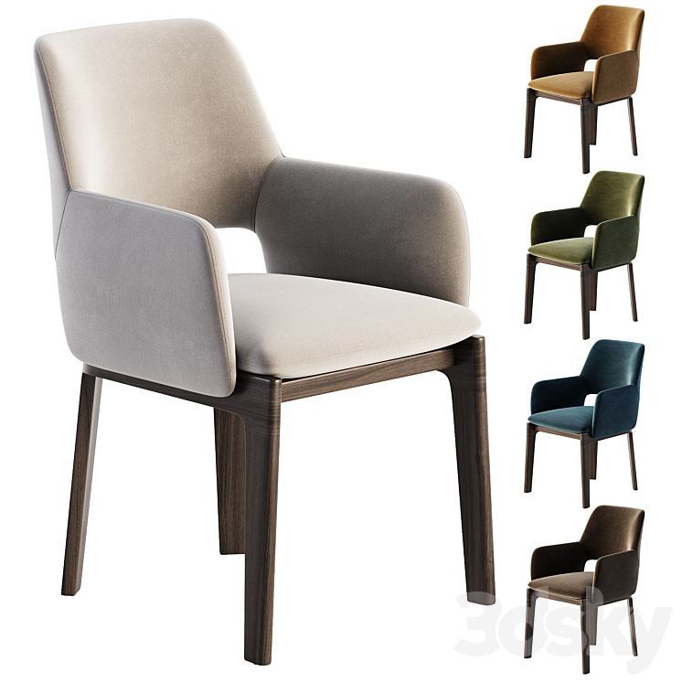 DEVON Chair with armrests By Molteni & C. 3DS Max - thumbnail 1