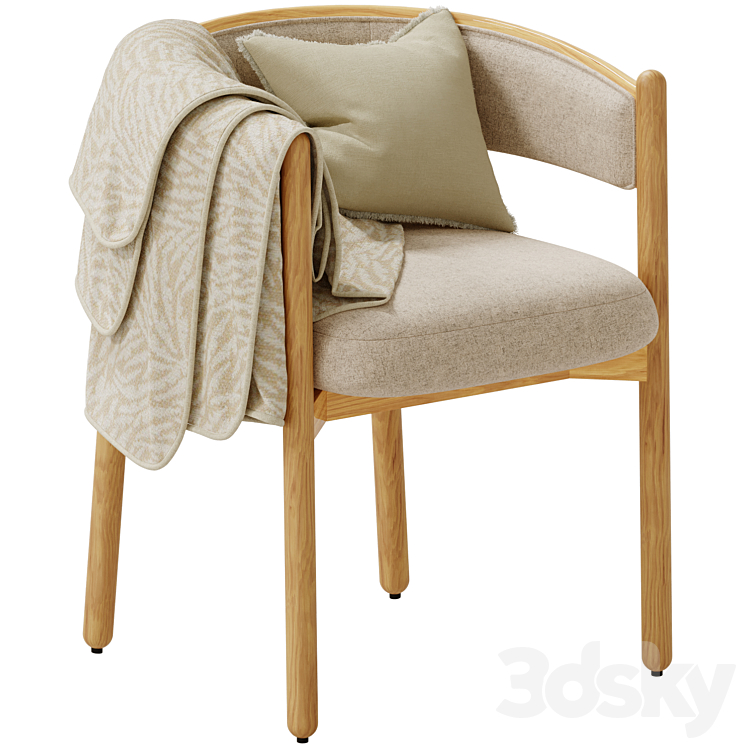 Dining chair in hevea and cotton Natesse 3DS Max Model - thumbnail 3