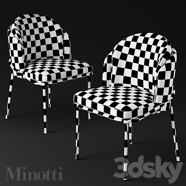 Dining chairs Minotti Fil noir 3DS Max Model - thumbnail 2