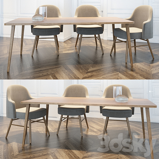 dining table and chairs 02 3DSMax File - thumbnail 1