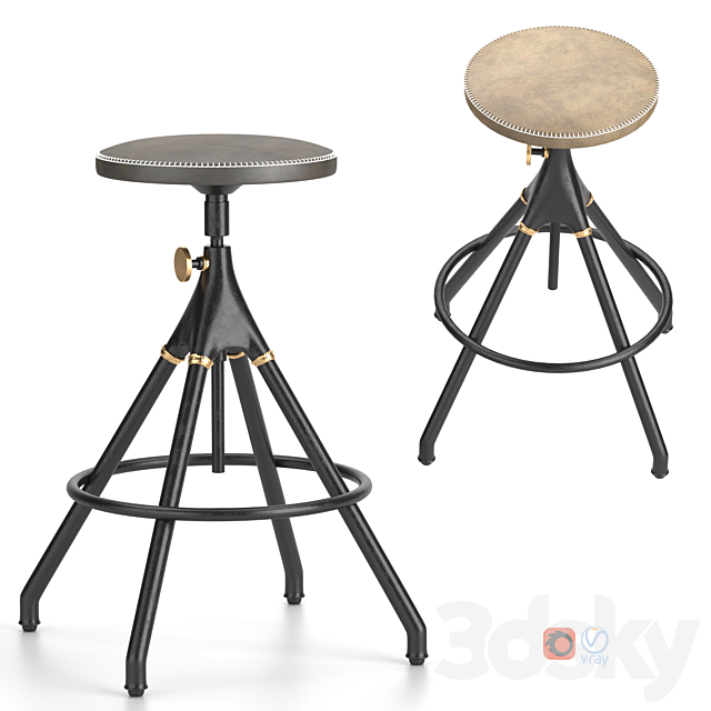 District Eight-Akron Counter Stool With Leather Seat 3DSMax File - thumbnail 1