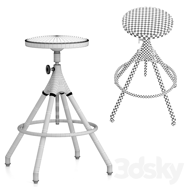 District Eight-Akron Counter Stool With Leather Seat 3DSMax File - thumbnail 2