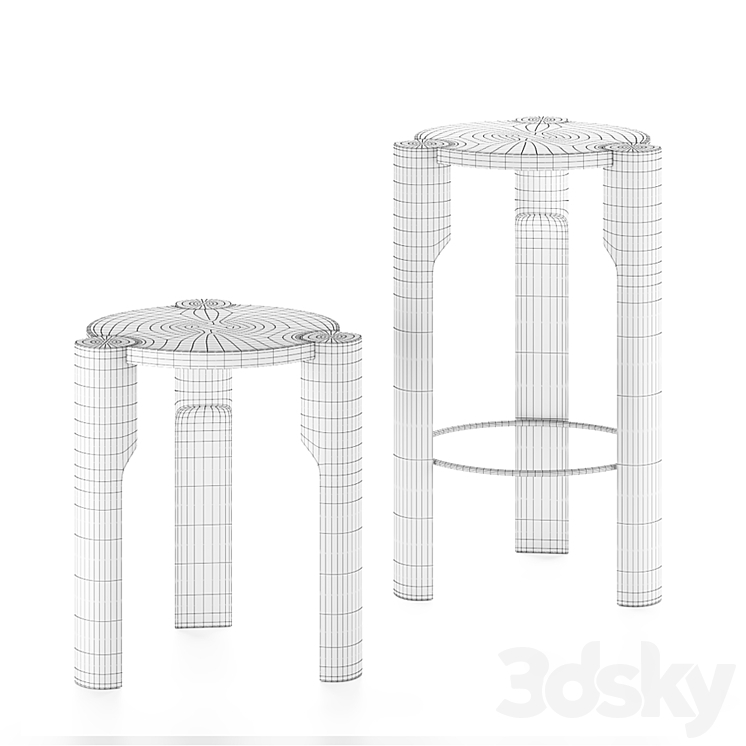 DOMUS | Stools By Omelett Editions 3DS Max Model - thumbnail 2