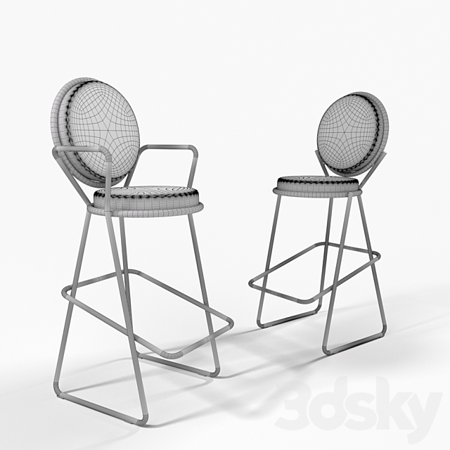 Double zero bar stool from Moroso 3DS Max Model - thumbnail 2