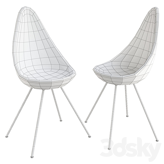 Drop Plastic Chair BY FRITZ HANSEN 3ds Max - thumbnail 2