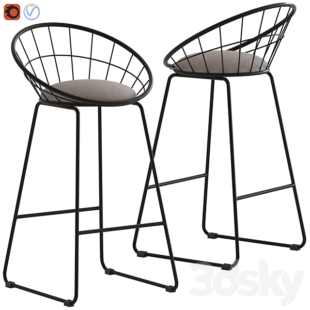 Dwell home black nord barstool 3DSMax File - thumbnail 1