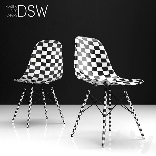 Eames DSW plastic side chair 3DS Max Model - thumbnail 2