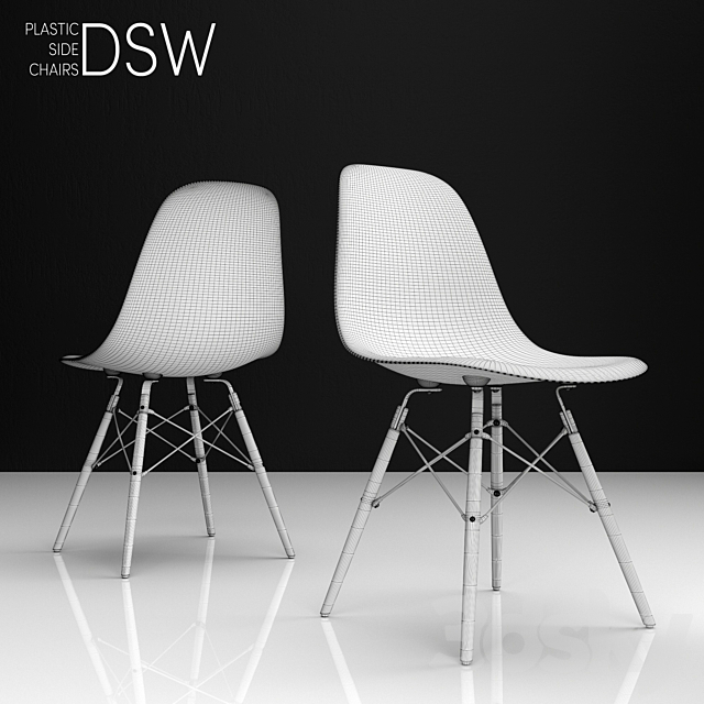 Eames DSW plastic side chair 3DS Max Model - thumbnail 3