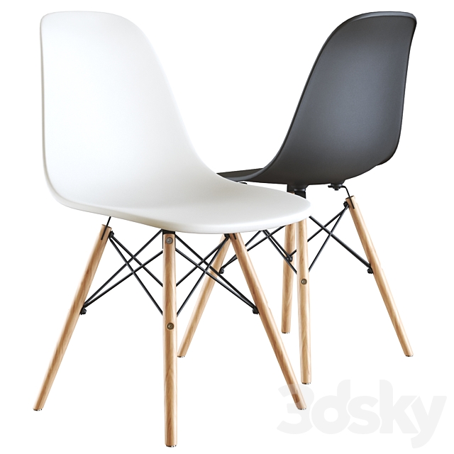 Eames style DSW white chair 3ds Max - thumbnail 1