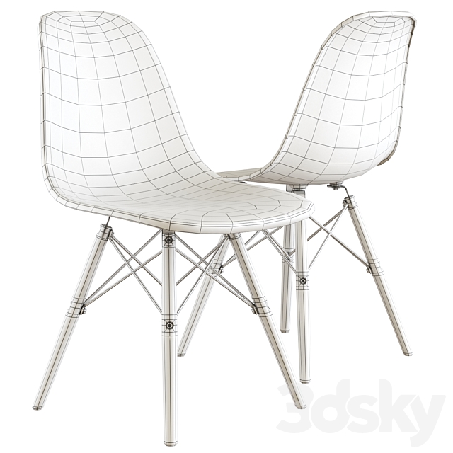 Eames style DSW white chair 3ds Max - thumbnail 2