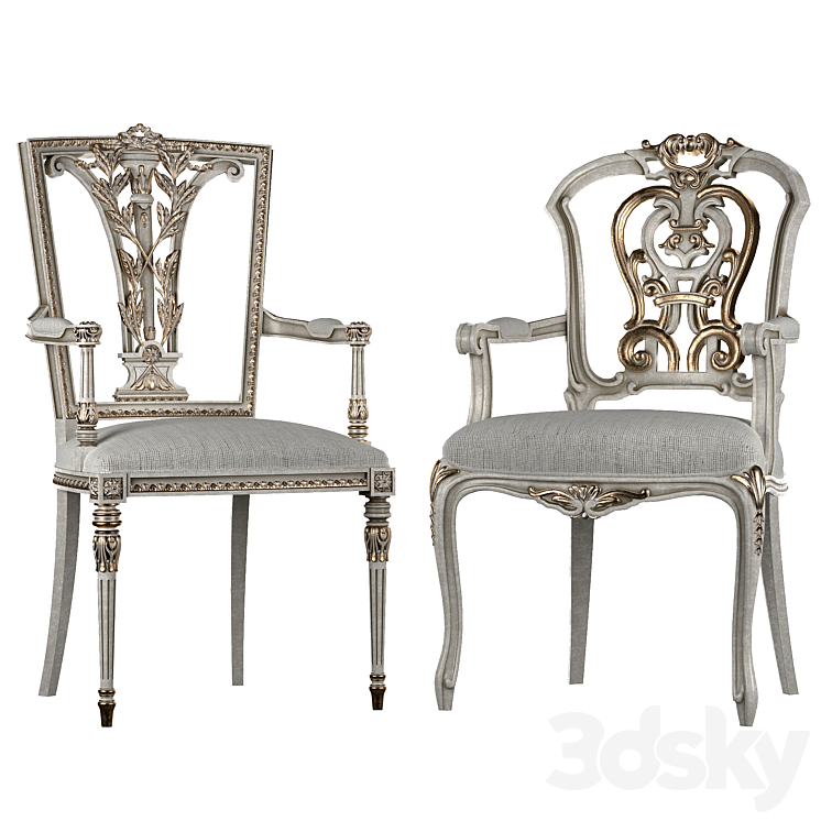 Ebanista Dauphine chairs 3DS Max Model - thumbnail 2