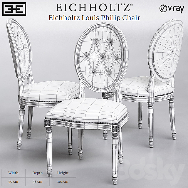 Eichholtz Louis Philip Chair 3DSMax File - thumbnail 2