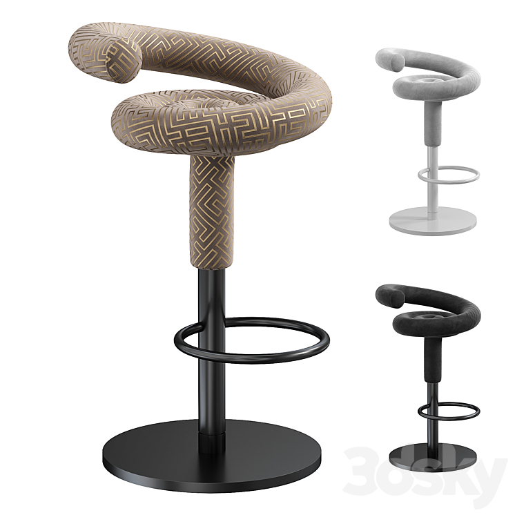 Elegant contemporary sweep bar stool 3DS Max Model - thumbnail 3