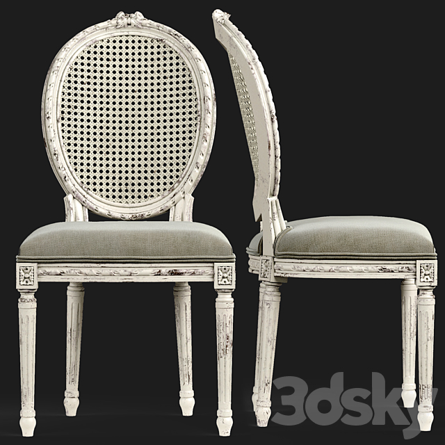 Eloquence Louis Cane Dining Chair in Antique White 3DSMax File - thumbnail 1