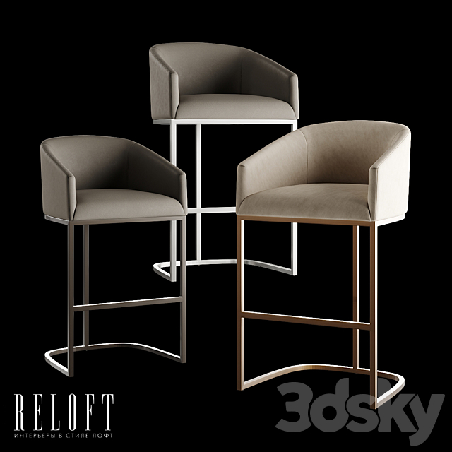 Emery Barrelback Slope Dining Chair with Leather Upholstered Armrests 3DSMax File - thumbnail 1