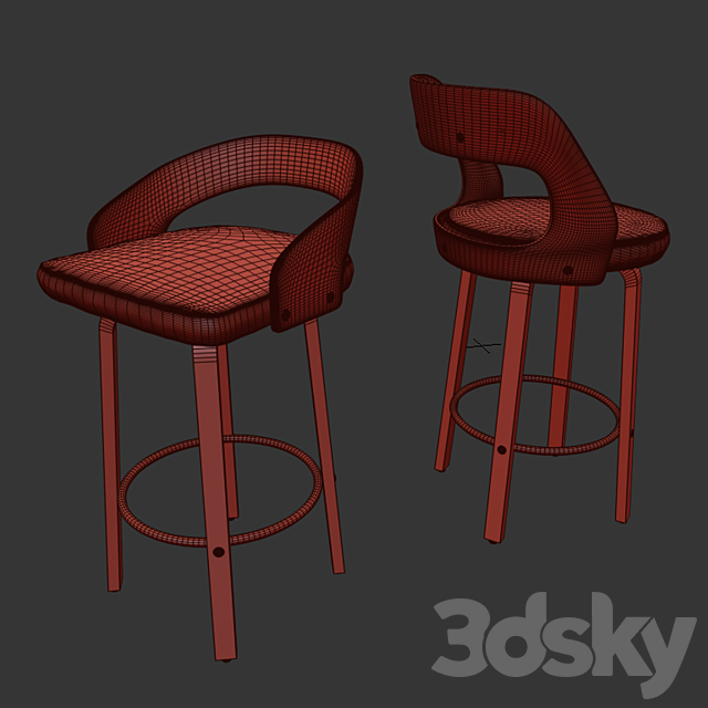 emily & sabrina bar or counter stool and bar chair 3ds Max - thumbnail 3