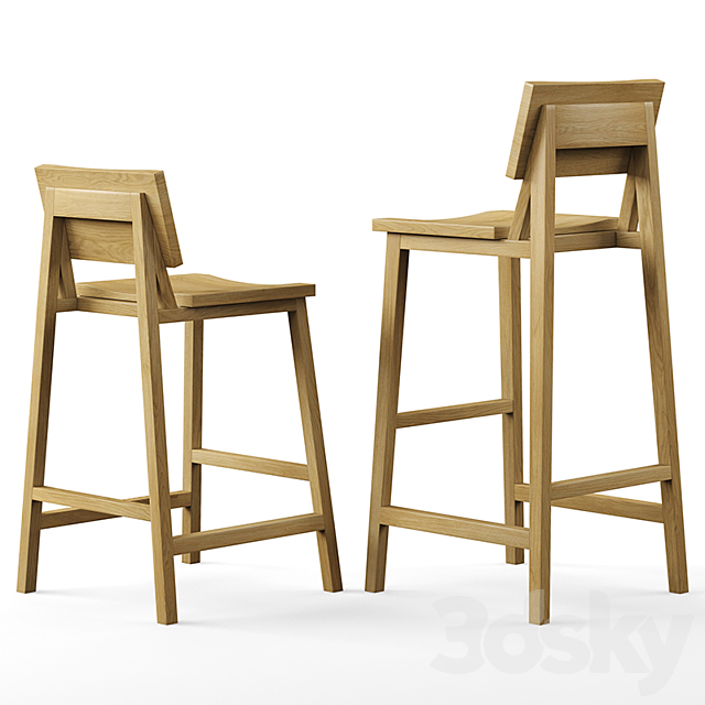 Ethnicraft bar stools 3DS Max Model - thumbnail 2