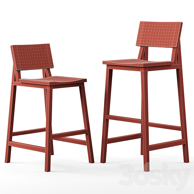 Ethnicraft bar stools 3DS Max Model - thumbnail 3