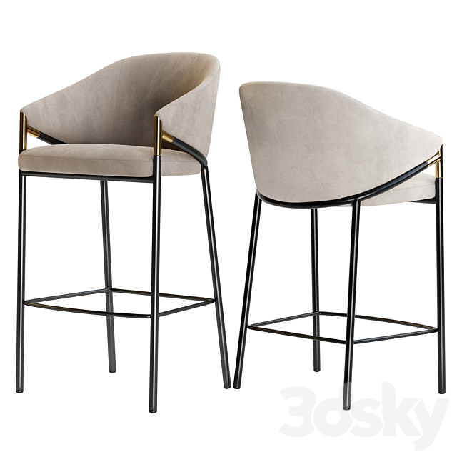 Euler Counter & Bar Stool 3DS Max Model - thumbnail 2