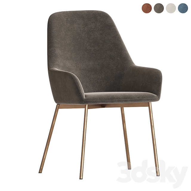 Evy II upholstered chair 3DS Max Model - thumbnail 2