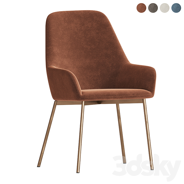 Evy II upholstered chair 3DS Max Model - thumbnail 3