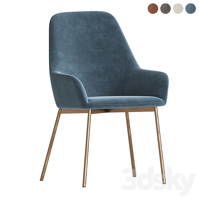 Evy II upholstered chair 3DS Max Model - thumbnail 4