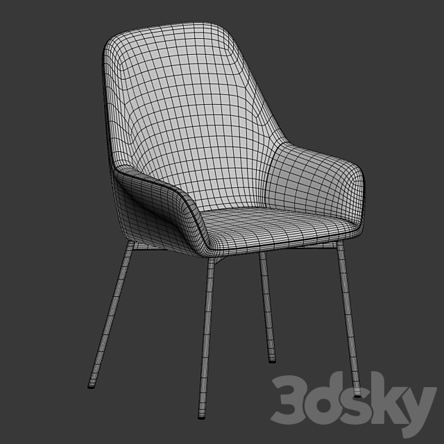 Evy II upholstered chair 3DS Max Model - thumbnail 5