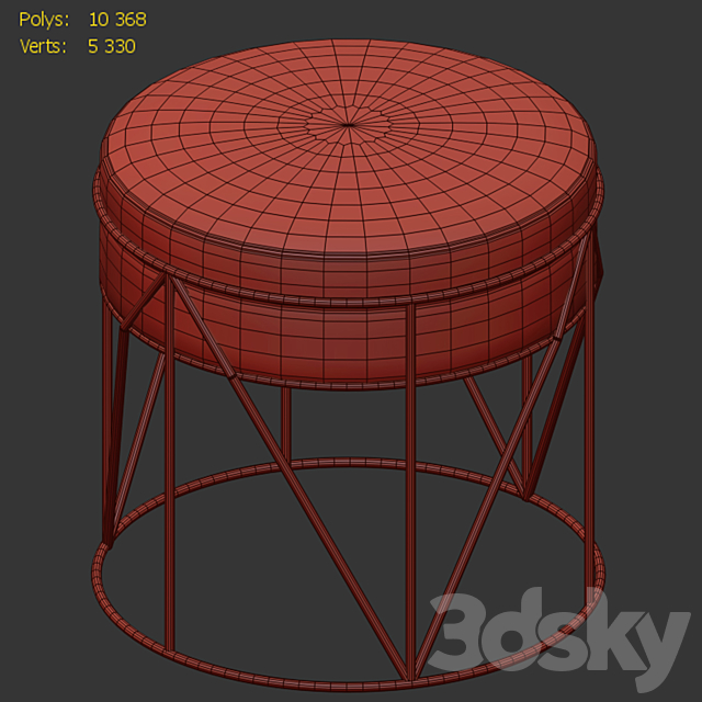 Fashion small stool 3DS Max Model - thumbnail 4