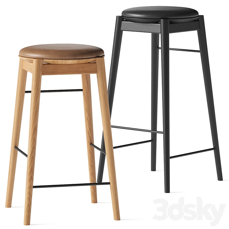 FDB Møbler Øst J169 & J168 Bar Stools 3DS Max Model - thumbnail 1