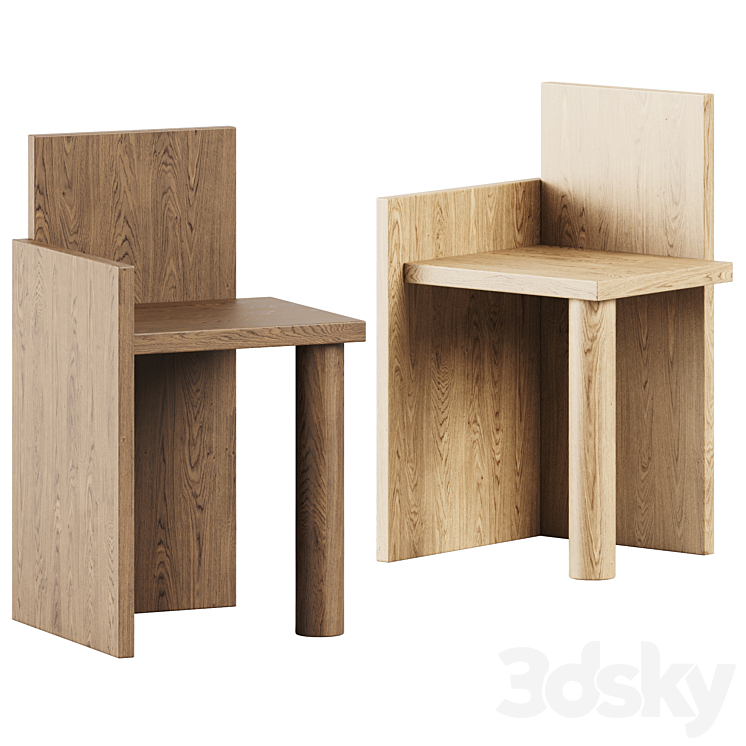 Ferm Living Uta Piece Chair \/ Wooden Chair 3DS Max Model - thumbnail 1