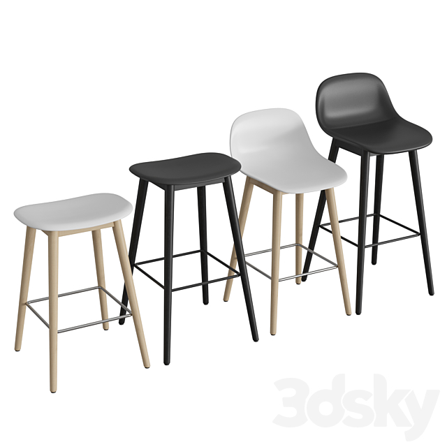 Fiber Bar Stool Wood Base 3DSMax File - thumbnail 1