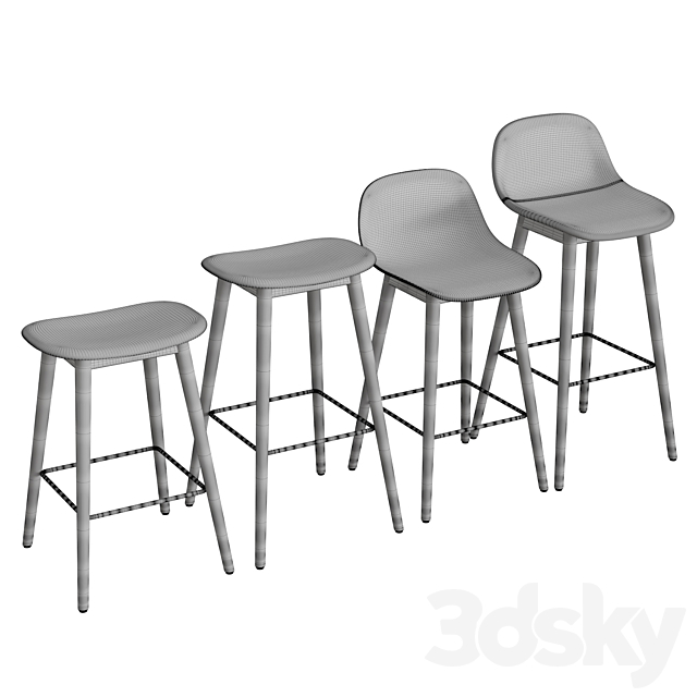 Fiber Bar Stool Wood Base 3DSMax File - thumbnail 2