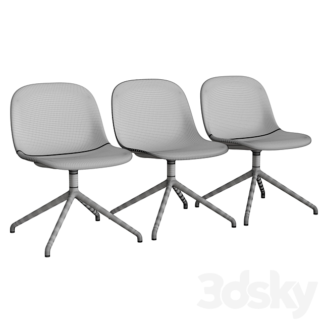 Fiber Side Chair Swivel Base 3DS Max Model - thumbnail 2