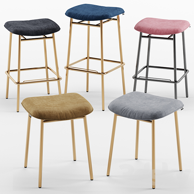 Fifties Backless Bar Stool – Calligaris 3ds Max - thumbnail 2