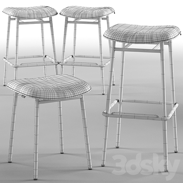 Fifties Backless Bar Stool – Calligaris 3ds Max - thumbnail 3