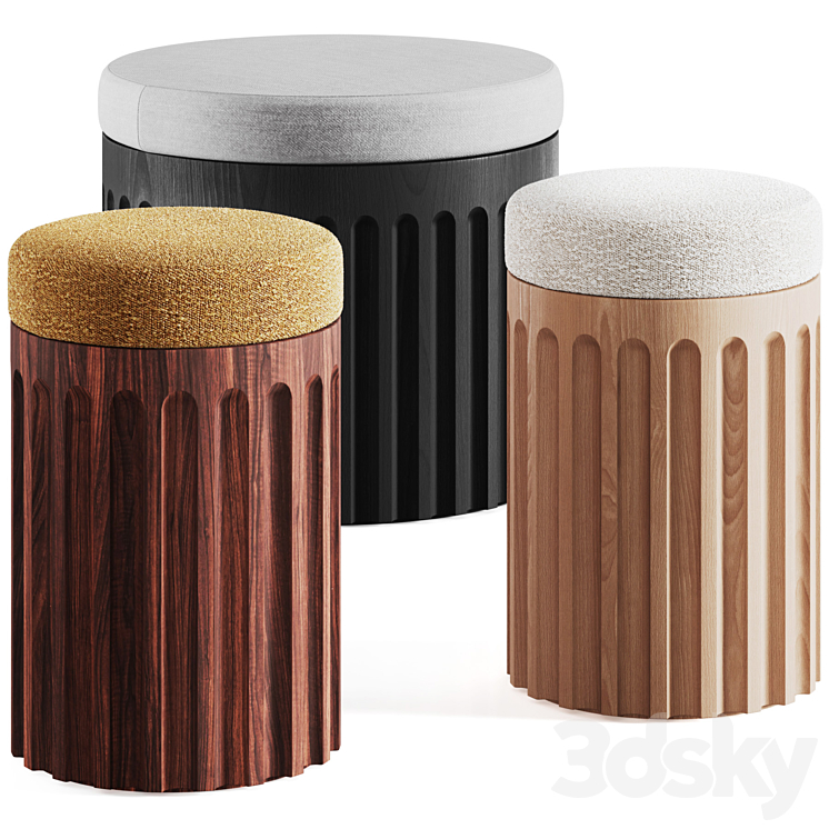 FLUTED STOOL by Galvin Brothers 3DS Max Model - thumbnail 1