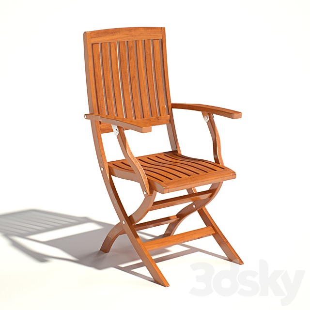 Folding chair Como Teak folding dinning arm chair 3DSMax File - thumbnail 1