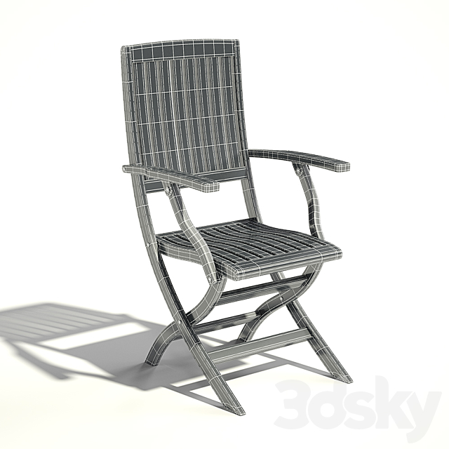 Folding chair Como Teak folding dinning arm chair 3DSMax File - thumbnail 2