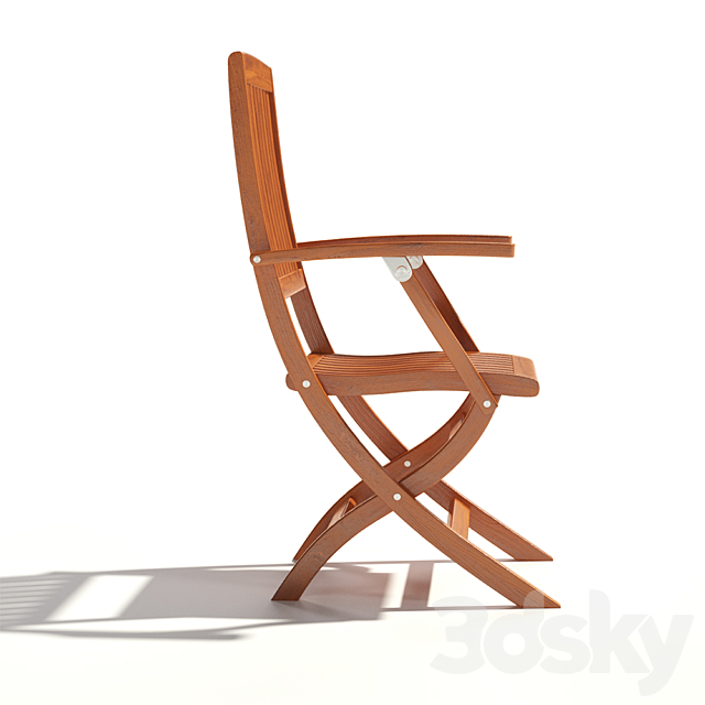 Folding chair Como Teak folding dinning arm chair 3DSMax File - thumbnail 3