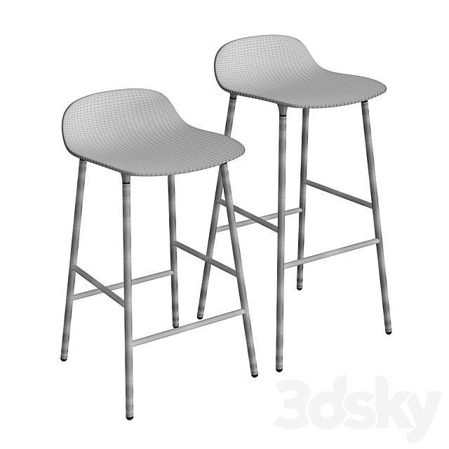 Form Steel Barstool 3ds Max - thumbnail 2