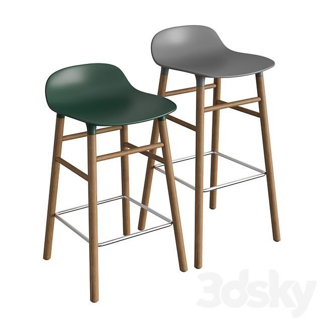 Form Wooden Barstool 3ds Max - thumbnail 1