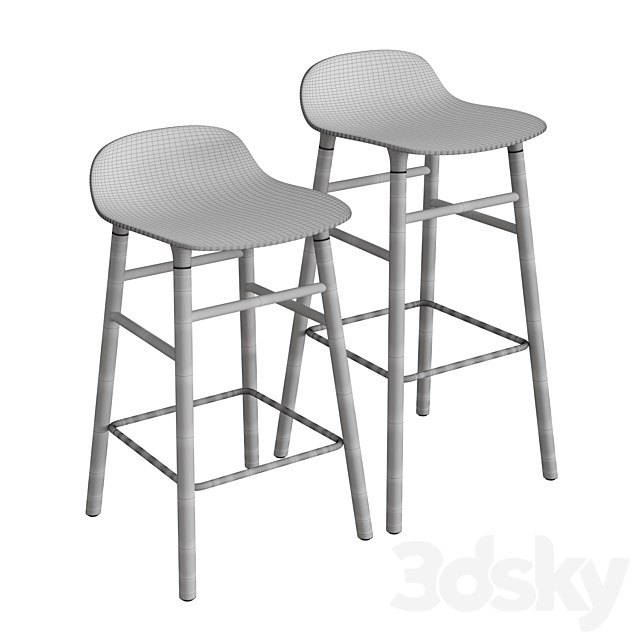 Form Wooden Barstool 3ds Max - thumbnail 2