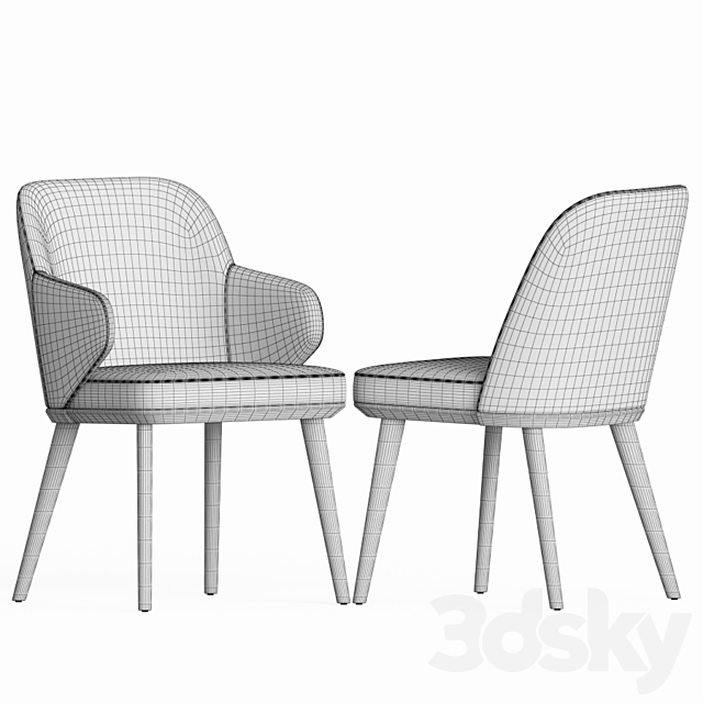 Foyer Dining Chair Set Calligaris 3DS Max Model - thumbnail 4