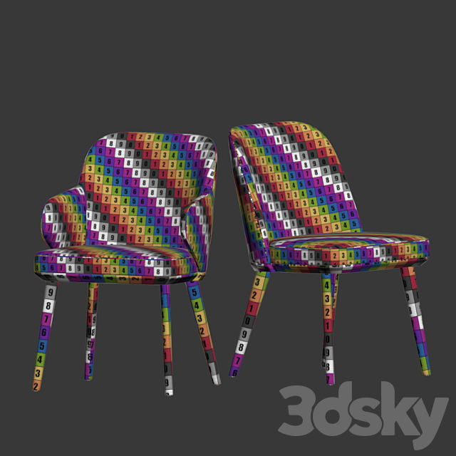 Foyer Dining Chair Set Calligaris 3DS Max Model - thumbnail 5